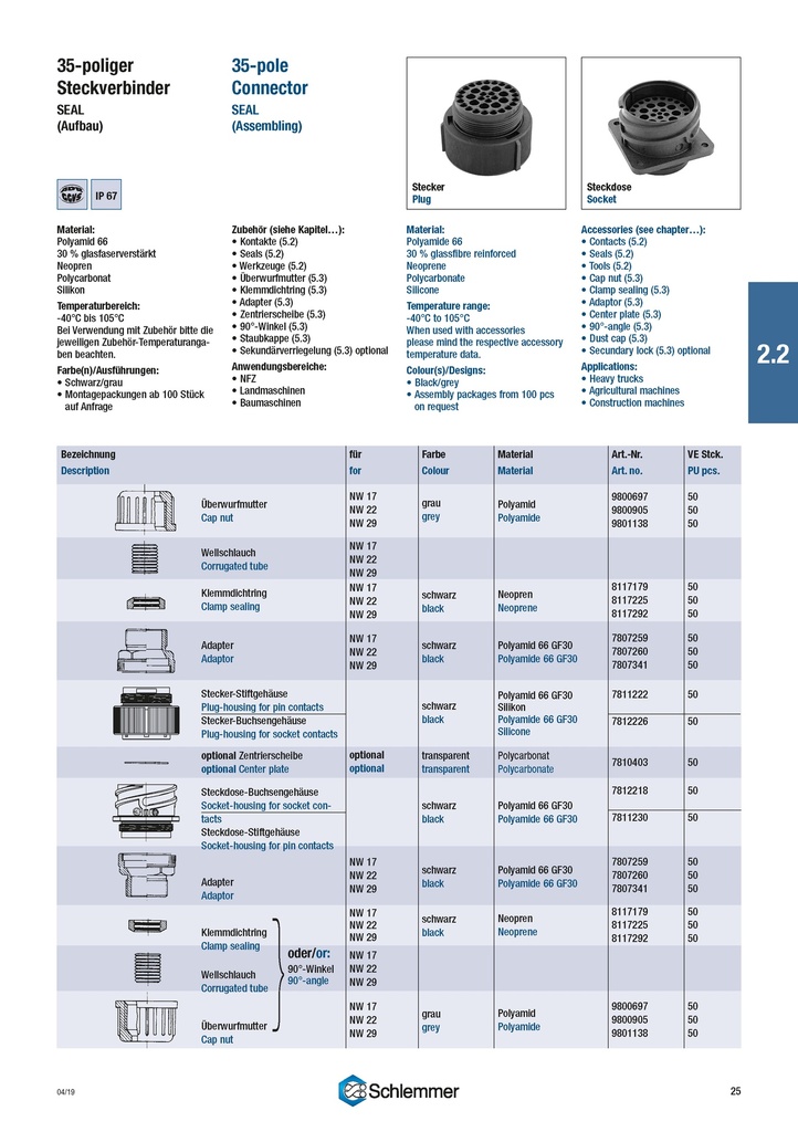 7812226 90° PLUG-SEAL/S PA6GF/SI BK 35-POL 26X1,6-9X3,5